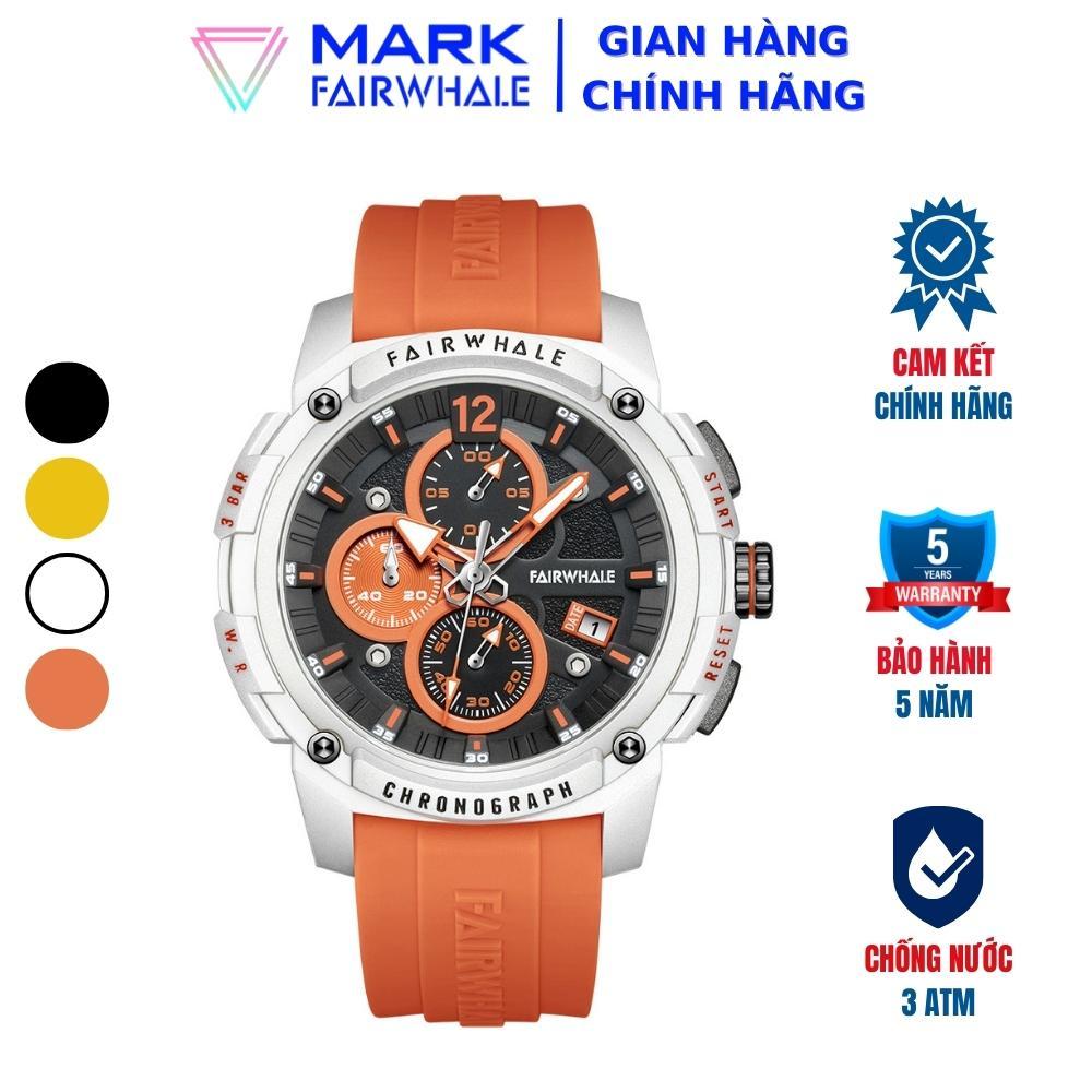 Đồng Hồ Nam Thể Thao Mark Fairwhale FW002 Size 44mm Dây Đeo Silicone Chống Nước 30m Thời Trang Dành Cho Nam