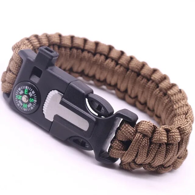 FY8IP Multi-function Military Emergency Survival Paracord 4mm Bracelet Outdoor Scraper Whistle Buckl