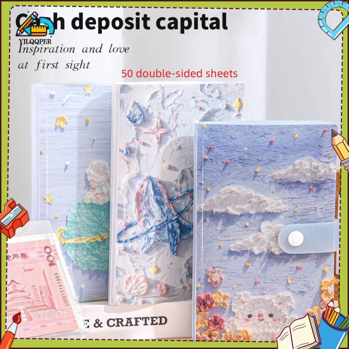 [COD]ซองจดหมาย 100 ใบ ความท้าทายในการประหยัดเงิน ความจุมาก ขนาด A6 ภาพวาดสีน้ำมันมอนด์ สมุดเงินฝากเงินสด บันทึกค่าใช้จ่าย ราคา 38 บาท*ส่งฟรี