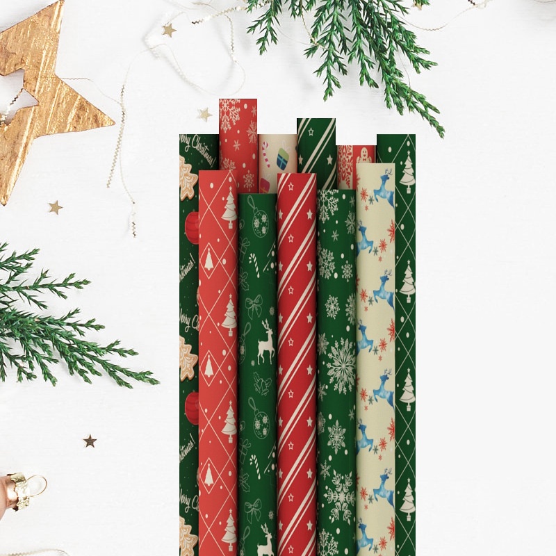  Giấy Gói Quà Giáng Sinh NOEL Chất Liệu Kraft dày - In Sắc Nét Nhiều Màu 