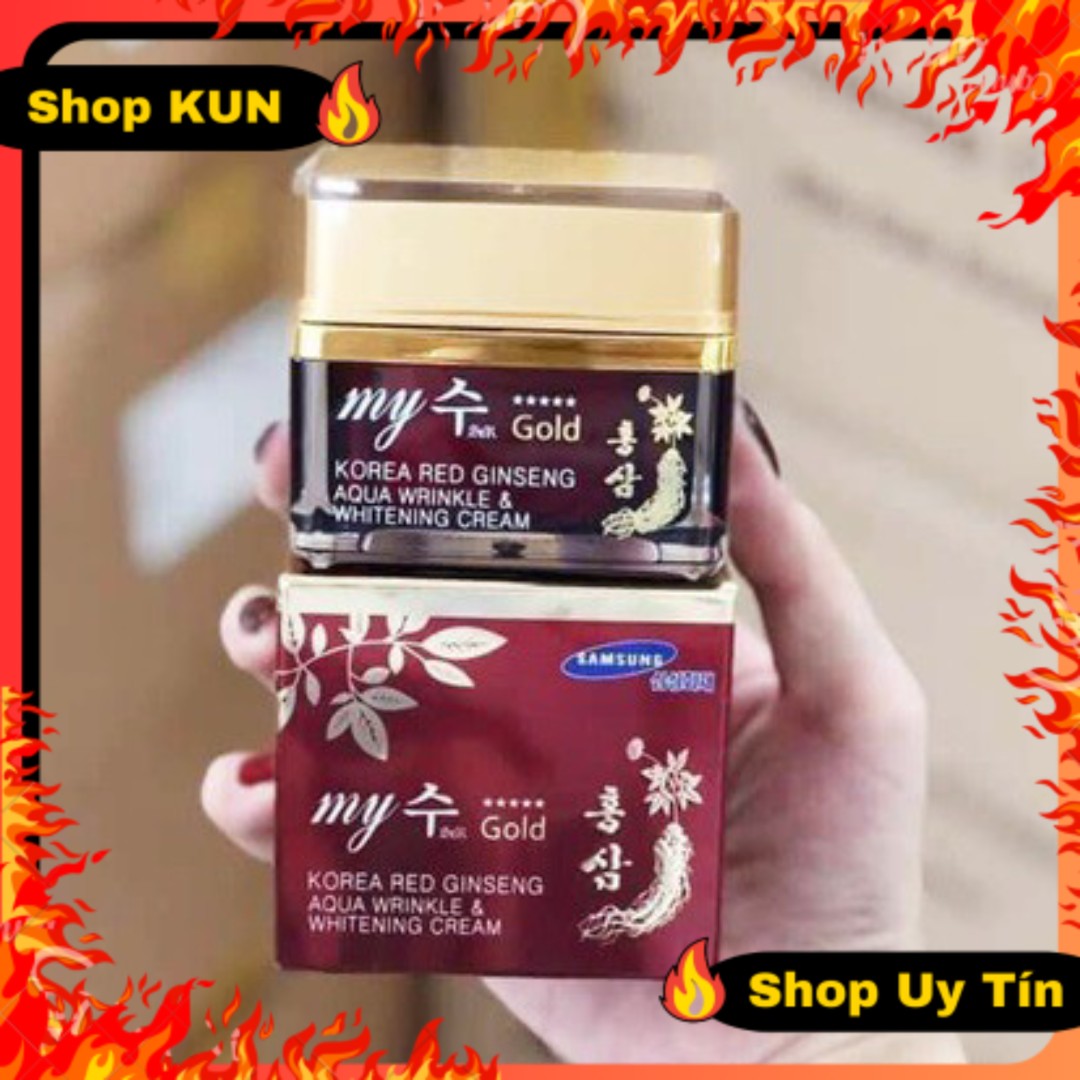 (Chính Hãng) Kem Face Nhân Sâm MY GOLD Korea Red Ginseng White Cream 50ml Mờ nám tàn Nhang , Khử Thâm , Chống lão Hóa da