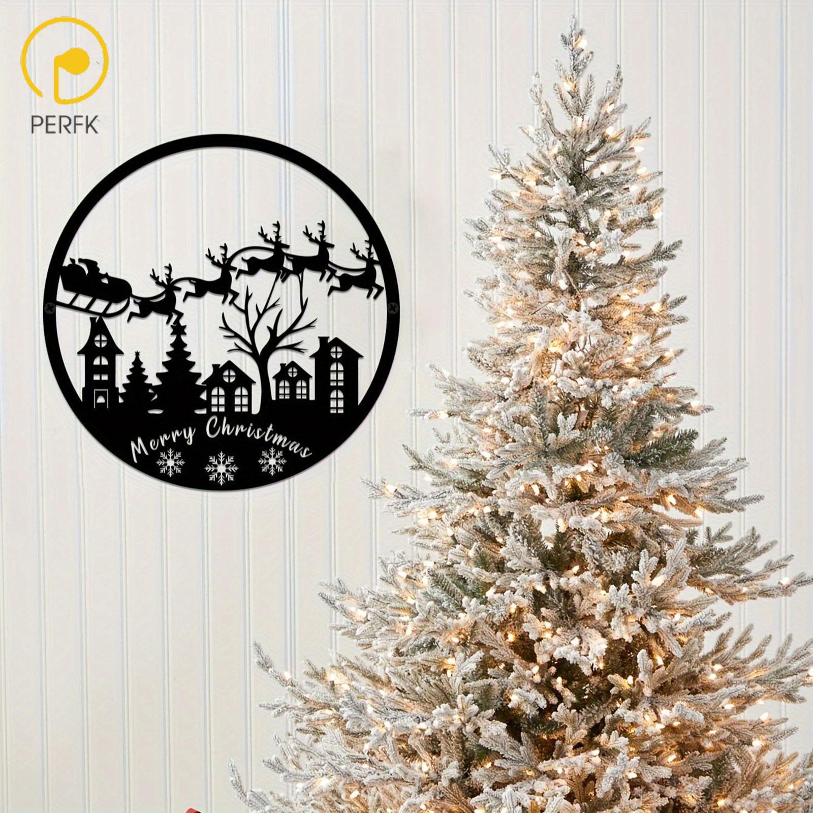 Perfk Christmas Metal Sign Hanging Ornament Decorative Christmas Decor Metal Wall Art Decor for Hallway Kitchen Bedroom Living Room ราคา 201 บาท*ส่งฟรี