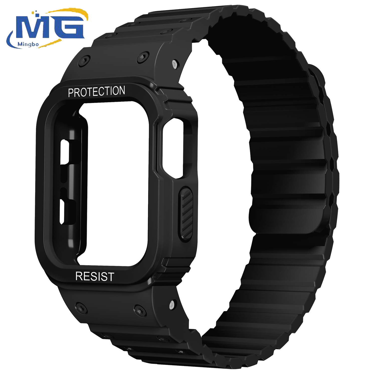 Mingbo watch case and strap for all-in-one watch with AppleWatch 7/se/ 6/5/4/3 se watchband case watch accessories for men women 38/40/44/41/42/45mm ready to ship ราคา 376 บาท*ส่งฟรี