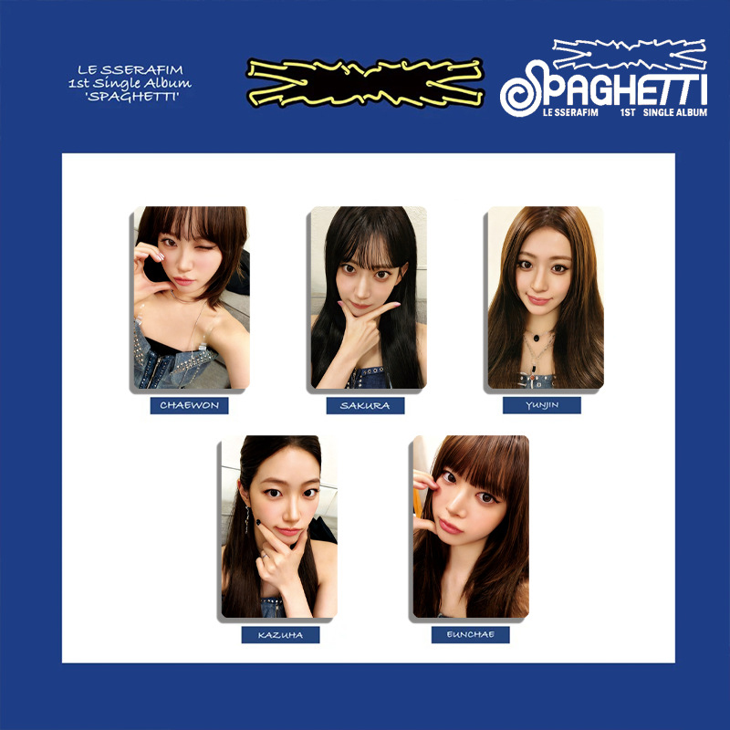 HZ 5PCS/Set LE SSERAFIM LOMO Card Single Album SPAGHETTI Postcards Collection KIM CHAEWON Peripheral ZH