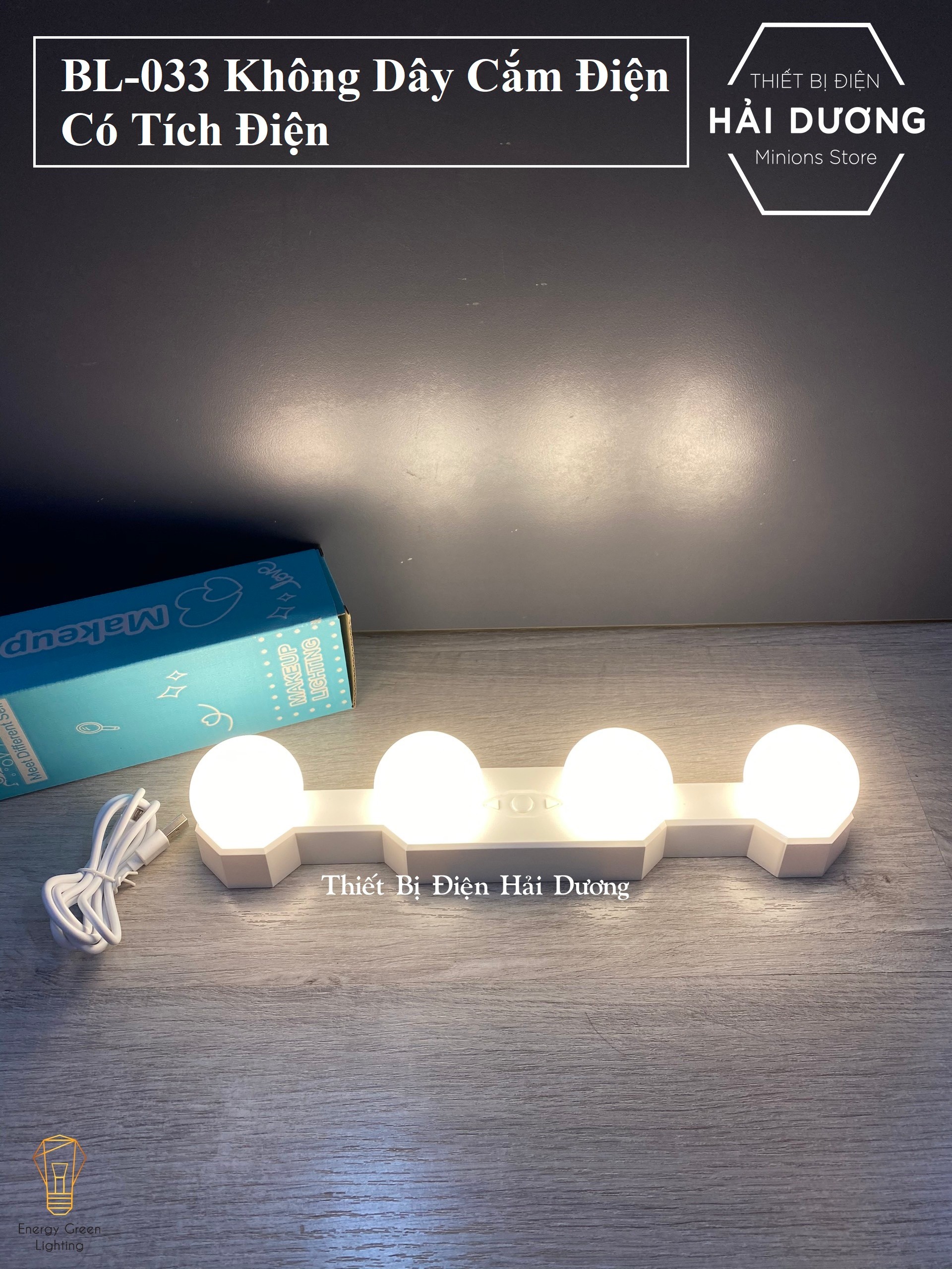 LZD Bộ 4 bóng đèn led dán gương trang điểm nhà tắm chiếu sáng tiện lợi BL-033 - Có video thực tế - Bảo hành 1 năm