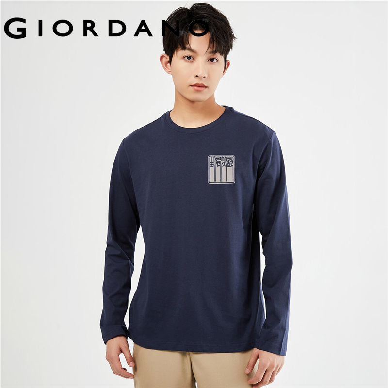 GIORDANO Men Chinese Fashion Series T-Shirts Cheerful Talking Print Cotton Tee Long Sleeve Fashion Casual Tshirts 91094232 ราคา 621 บาท*ส่งฟรี
