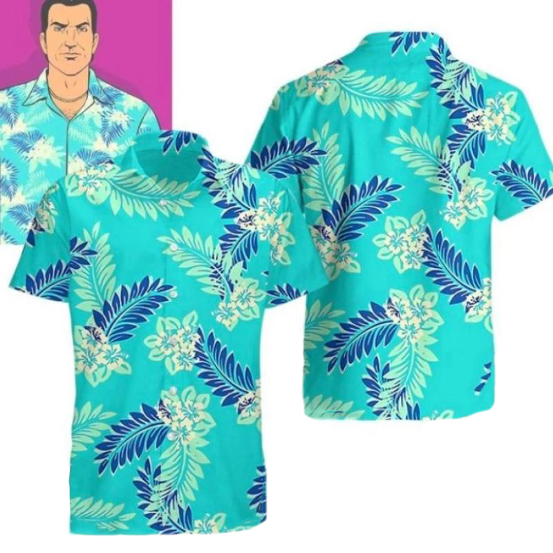 [Fenke] Áo sơ mi nam mùa hè giản dị ngày lễ áo Áo sơ mi Hawaii thoáng khí và thoáng khí Trang Phục C