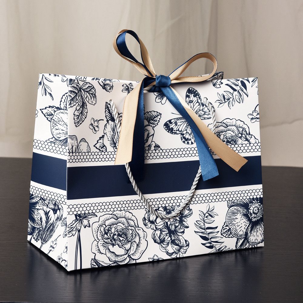 High Quality Marble Printing Style Ribbon Gift Paper Bag Shopping Bag Premium Door Gift Bag Wedding Birthday Goodies Beg