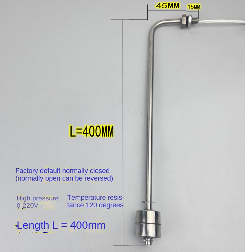 Công tắc mức nước lắp bên - Phao inox 304 chịu nhiệt, điện áp cao, chiều dài 400mm