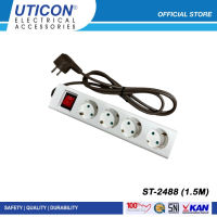 Uticon ST-2488 (1.5M) Stop Kontak 4 Lubang + Pengaman Soket + Saklar + Kabel