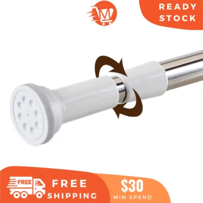 【Mixcart】 ★22/25mm★ Stainless Steel Curtain Rod Round Head Extendable Telescopic Tension Shower Curtain Rods