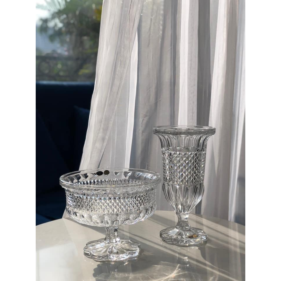 SET CHÂN BỒNG + LỌ HOA BOHEMIA ALEXANDRIA