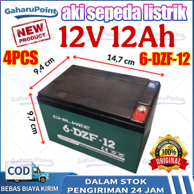Chilwee 12V 12Ah - 14Ah Battery Electric Bicycle Battery Electric Motorcycle Deep Cycle Vrla Harga 252,000 rupiah*Gratis Ongkir