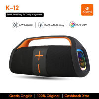 KISONLI K12 Speaker Bluetooth 5.3 Super Bass 20W Portable RGB Light 3600mAh Type-C Rechargeable