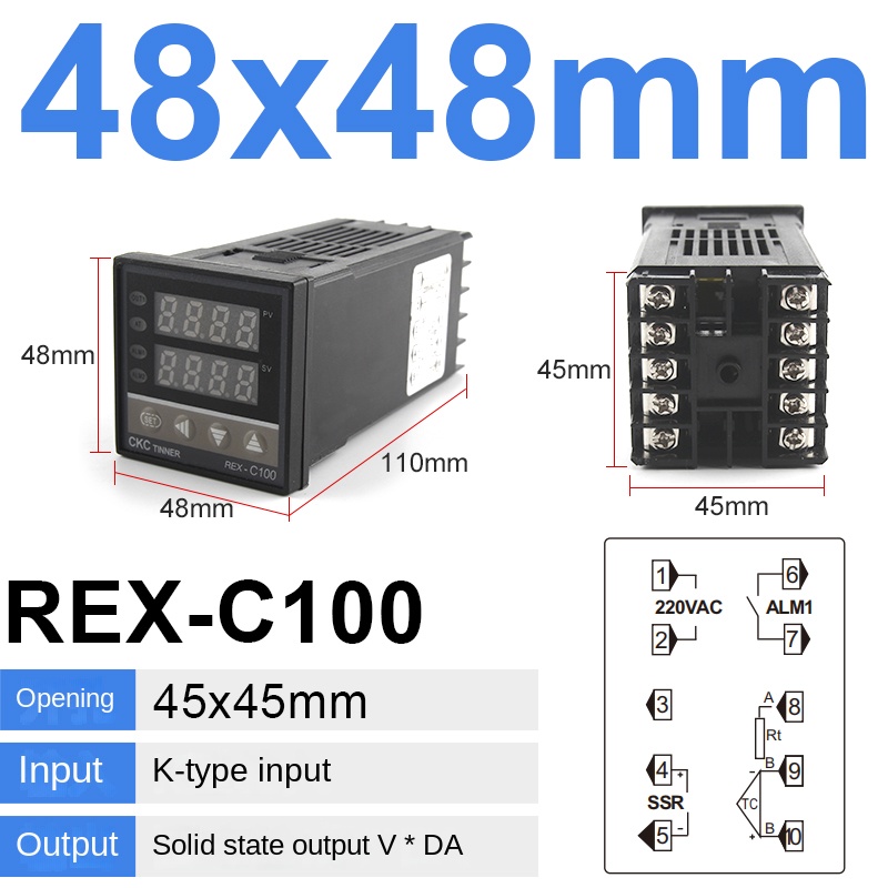 Bộ Điều Khiển Nhiệt Độ REX C100 K SSR V * Da | tùy chọn khác Bộ Điều Khiển REX C100/400/700/900, PID 0-1300°C, 4-20mA, SSR/Relay, Đa Màu, Công Nghiệp, IP54, Kèm Bộ Kit