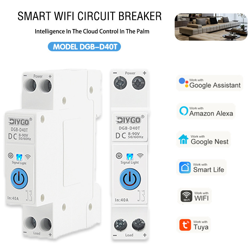 Công tắc thông minh DC WIFI chạy điện 1 chiều 8 - 90V 40A cài tủ điện