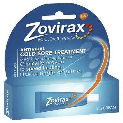 Zovirax Cold Sore Cream Tube 2g October 2023