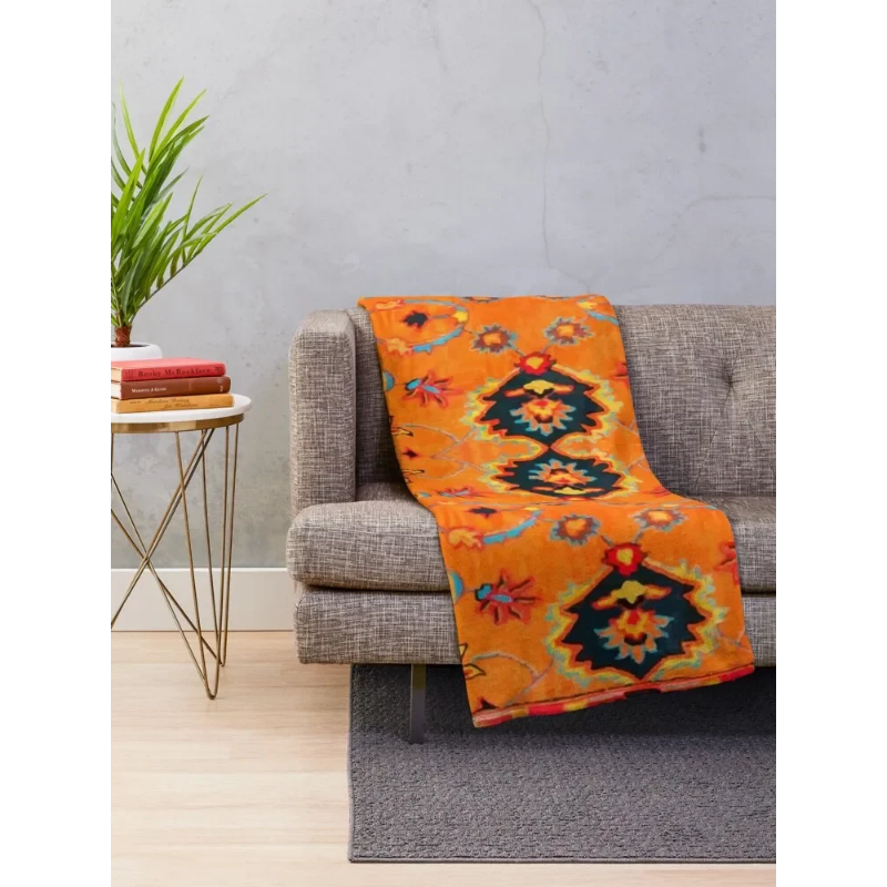 [QSDGH] Orange Oriental Boho Traditional Moroccan Style Throw Blanket valentine gift ideas Camping Blanket manga Soft Bed Blankets ราคา  1,062 บาท*ส่งฟรี