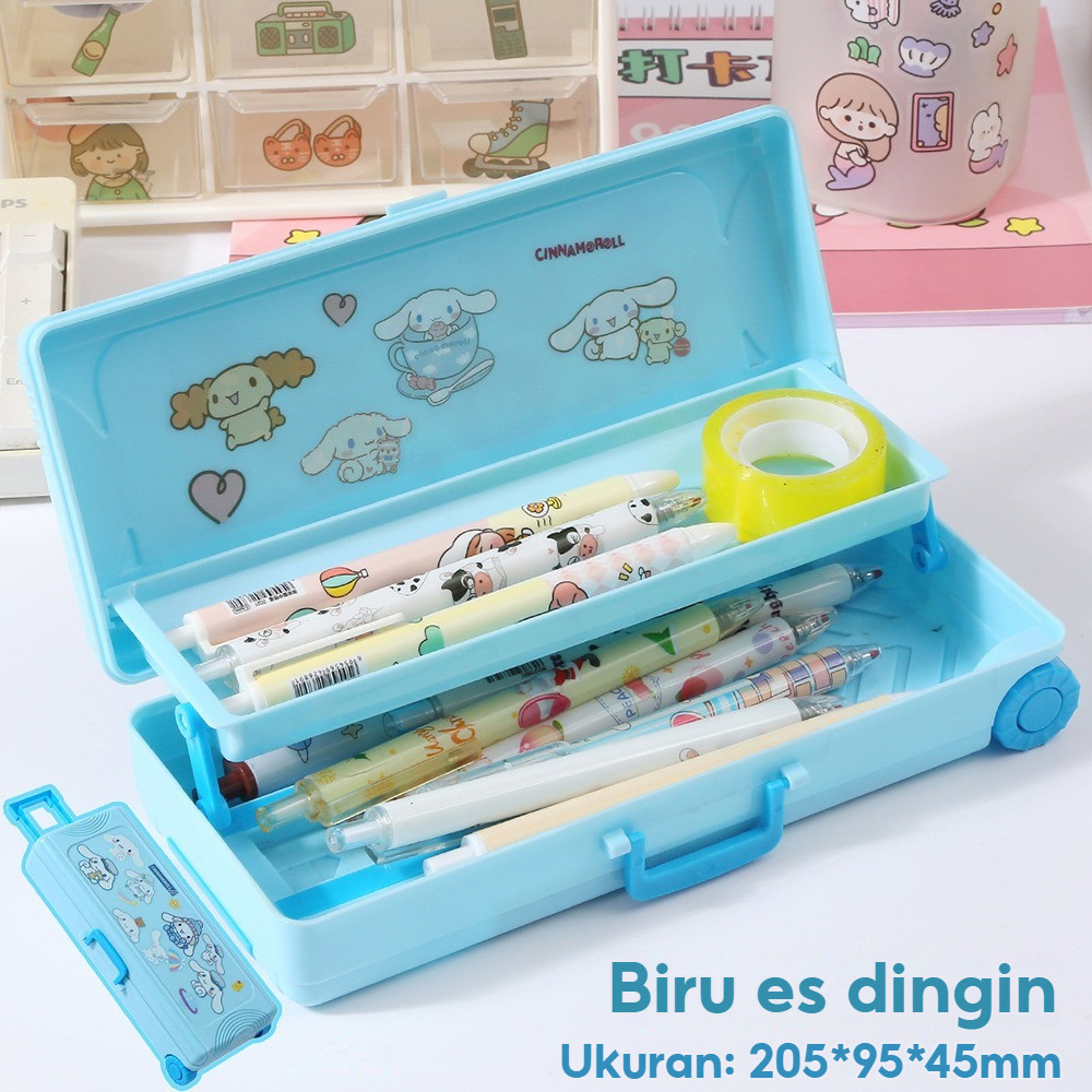 mzd Gaya Baru Cinnamoroll Kotak Alat Tulis Multifungsi Kunci Kode Perempuan Pensil Sanrio Dua Sisi Bernilai Tinggi Kapasitas Besar egogo