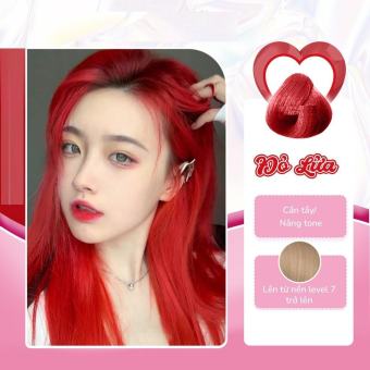 Thuốc nhuộm tóc màu đỏ lửa, đỏ tươi cần tẩy - lên từ nền vàng