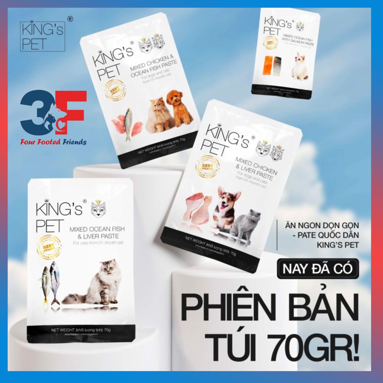 Pate thức ăn ướt king's pet dành cho chó/mèo gói 70g