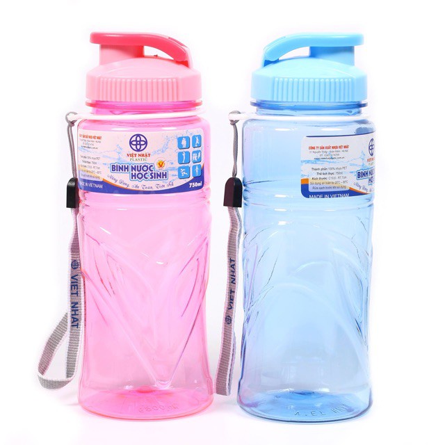 Bình đựng nước thể thao 750ml, bình đựng nước học sinh 750ml việt nhật
