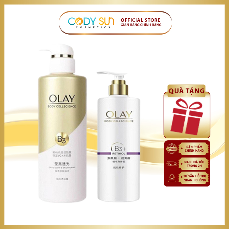 [New] Combo Sữa tắm Olay Body Cellsciance B3 + Dưỡng thể Olay Retinol giúp trắng da 500ml/250ml