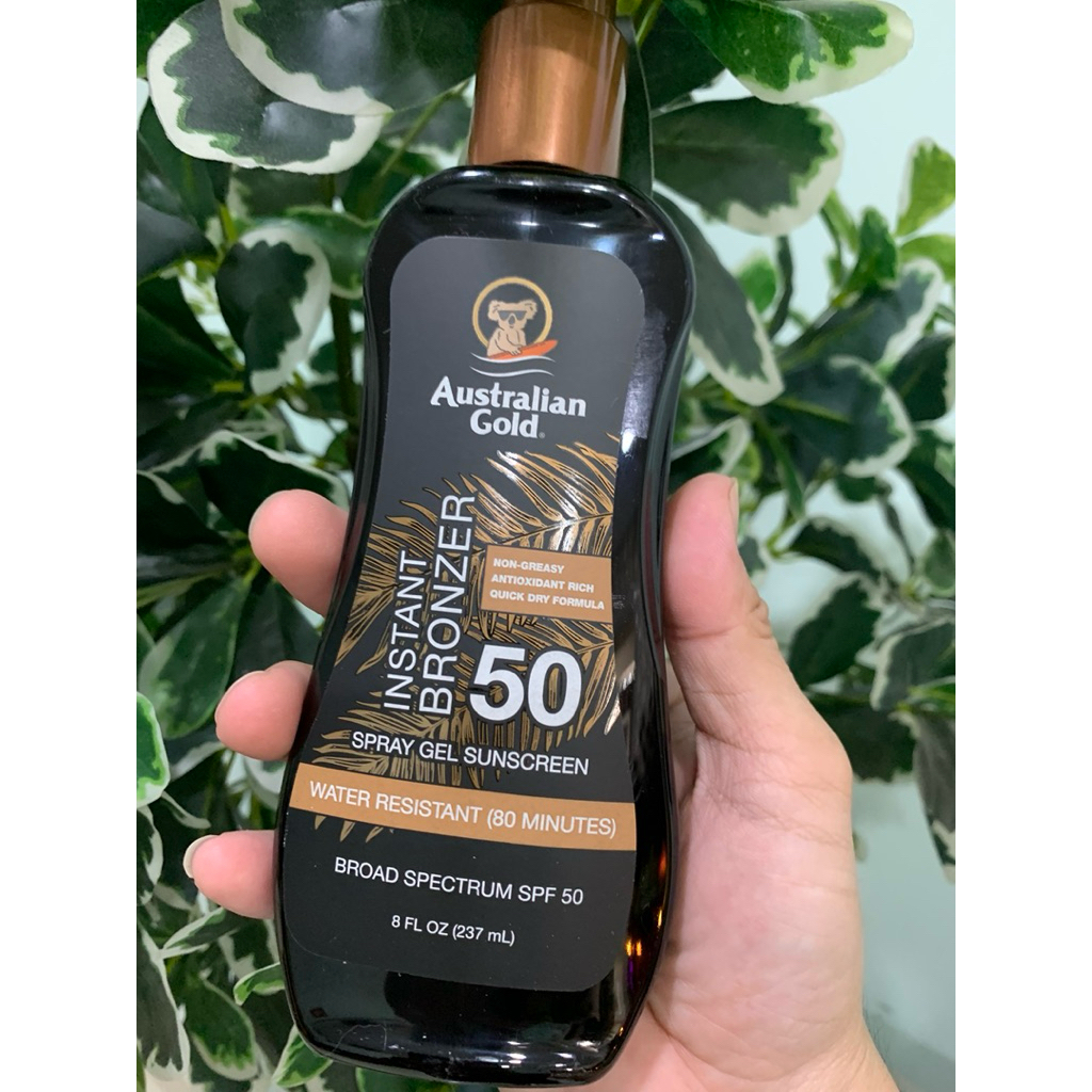 Dầu phơi nắng Australian Gold INSTANT BRONZERSPRAY GEL SUNSCREEN 237ml - Tăng cường độ rám nắng tức thì và lâu dài  - Dưỡng ẩm và nuôi dưỡng da  - Chống lão hóa.