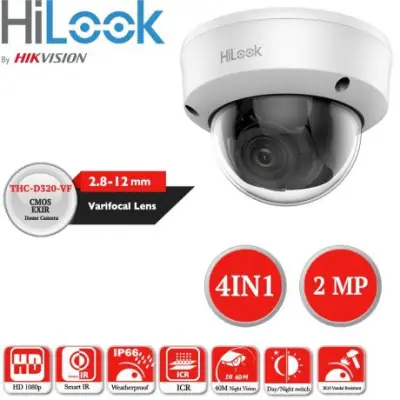 HILOOK BY HIKVISION THC-D320-VF HD1080P 2MP INDOOR/OUTDOOR IP66 VARIFOCAL 2.8MM-12MM DOME CCTV