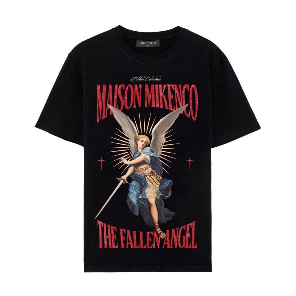 ret4e Halloween Áo Thun MIKENCO Thiên thần Fallen angel, Áo Phông Unisex Nam Nữ Christmas 65r