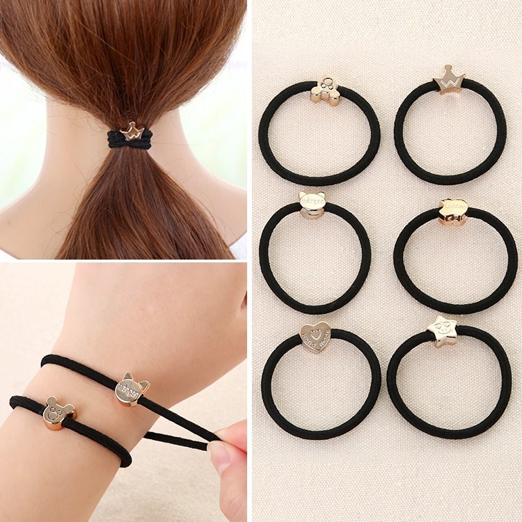 3 Dây cột tóc đen nhiều hình dễ thương phụ kiện tóc trend hàn quốc