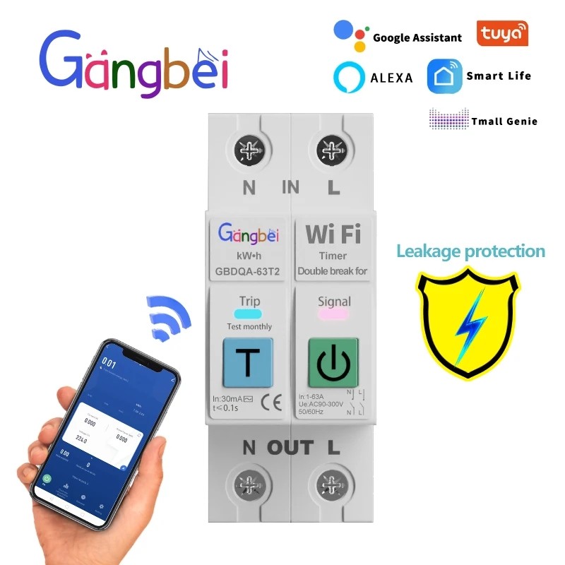 Aptomat TUYA WIFI-63A chống giật, rò điện an toàn