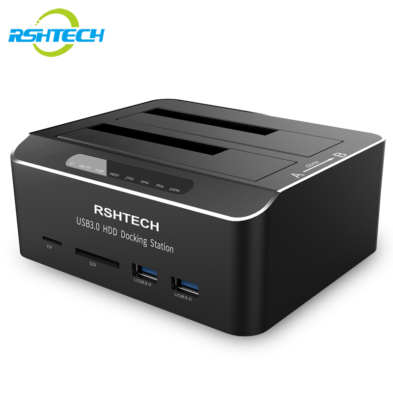 RSHTECH DS02 Hard Drive Docking Station USB 3.0 Aluminum Dual Bay Hard Drive Dock for 2.5" & 3.5" SATA HDD SSD with SD/Micro SD Card Reader and Offline Clone/Duplicator Function Support 16TB Tool-Free ราคา 1,183 บาท*ส่งฟรี