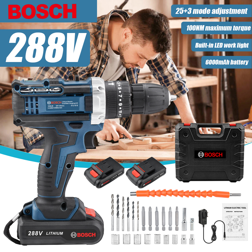 Bosch 288V Cordless Impact Drill with 2 Lithium Ion Batteries