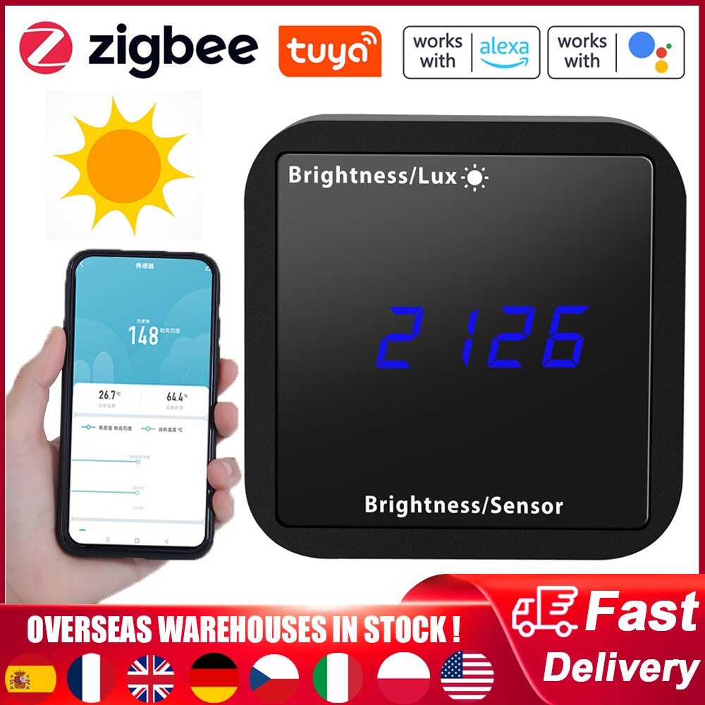 Tuya ZigBee WIFI Intelligent Illuminometer Temperature Humidity Sensor LED Display APP Control For Alexa Google Home Lux Meter