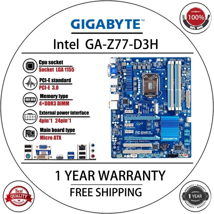 Used GIGABYTE GA-Z77-D3H DH3 Desktop Motherboard Z77 Socket LGA 1155 DDR3 32G Original Mainboard ราคา 1,399 บาท*ส่งฟรี