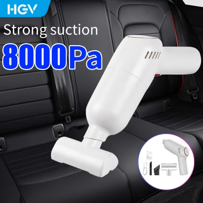 HGV Portable Mini Car Vacuum Cleaner Wireless Handheld Wet and Dry Auto Vaccum 8000Pa Suction for Home Desktop Cleaning Vacuum Cleaner