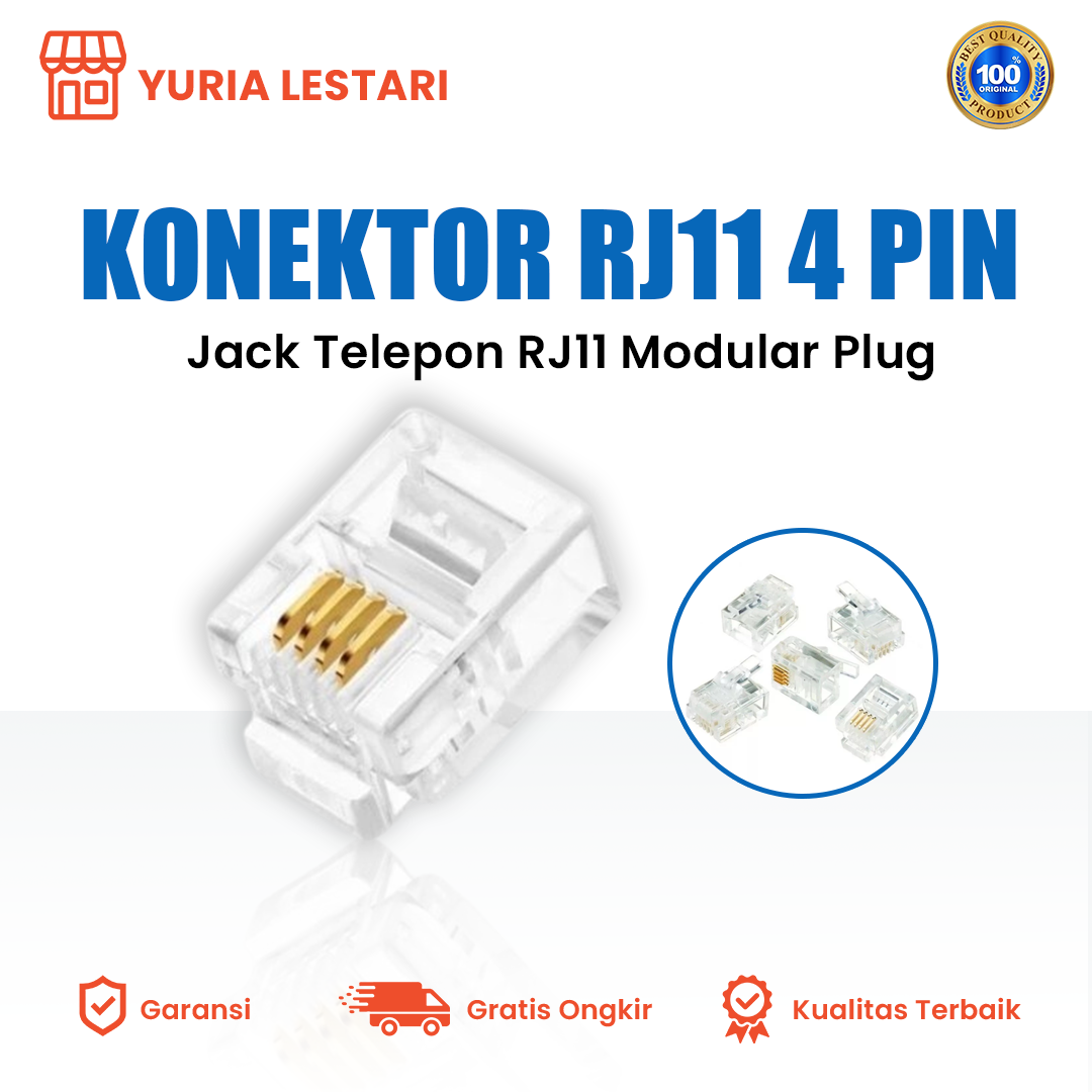 RJ11 connector 4 pin telephone connector RJ 11 jack telephone promo (8 pcs) Yuria sustainable Giá 4,000 Đồng*Miễn phí vận chuyển