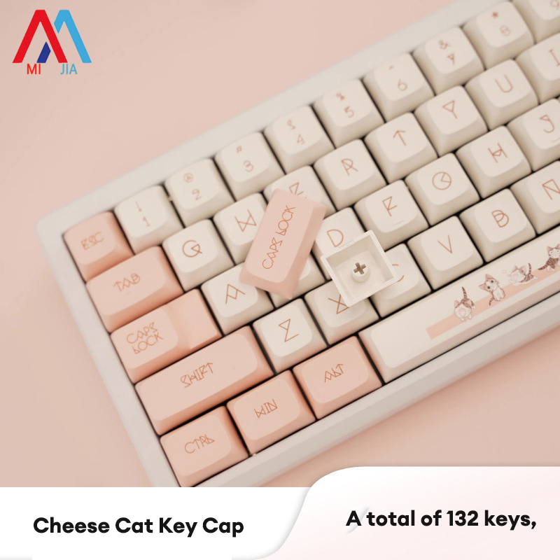 Xiaomimijia phô mai mèo Keycap phím Bàn phím cơ PBT quá trình thăng hoa xda Tùy chỉnh cao tự làm chìa khóa cá nhân