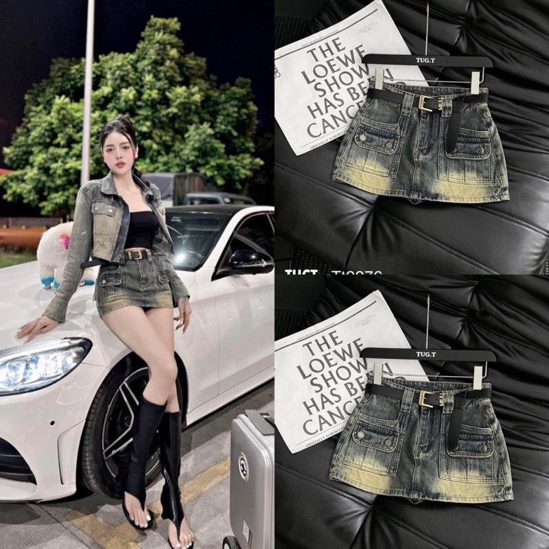 Váy jean túi kiểu dáng ngắn size s m l