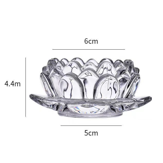 水晶酥油灯座 Crystal Tealight Candle Holder Stand Creative Lotus Shaped Transparent Glass Candle Cup Home Interior Decor 酥油烛台
