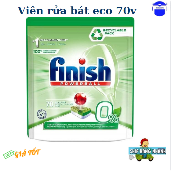 Viên rửa bát Finish Eco 0% túi 70 viên, giá rẻ