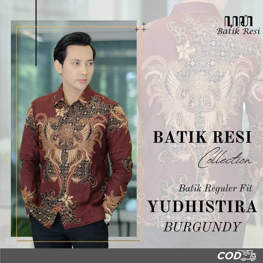 Kemeja Batik Pria Reguler Fit Motif YUDHISTIRA BURGUNDY Lengan Panjang Premium Bahan Katun Furing Solo Harga  185,000 rupiah*Gratis Ongkir