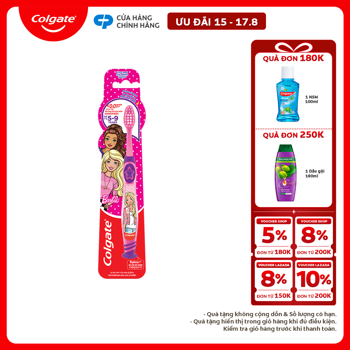 [Chỉ 15-17.8_X2 Voucher giảm đến 18%] Bàn chải đánh răng Colgate họa tiết dành cho trẻ