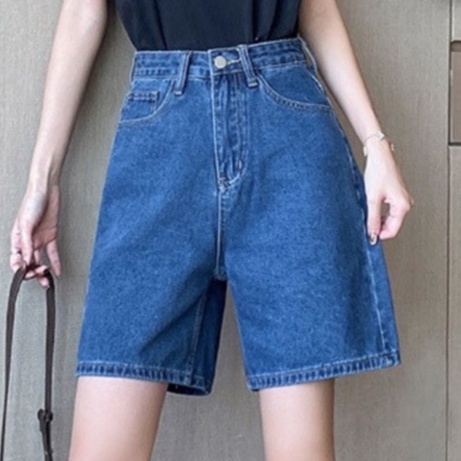  Quần short jean bò nữ Basic có bigsize quần đùi nữ dáng ngố lửng ống rộng chất bò trơn mền xinh xắn JNVB  