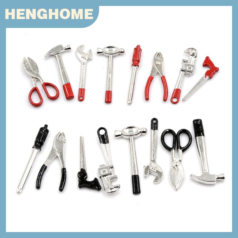 HENGHOME Bộ dụng cụ cầm tay kim loại thu nhỏ tỷ lệ 1:12 8 món phụ kiện nhà búp bê