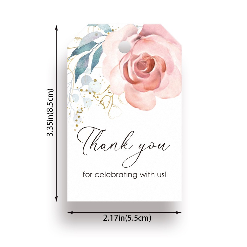 50pcs THANK YOU Label Tags Hanging Strings Christmas New Year Gift Wrapping Paper 50pcs/set Kawaii Tags Xmas Tree Hanging Labels Home Party Wedding Decorations