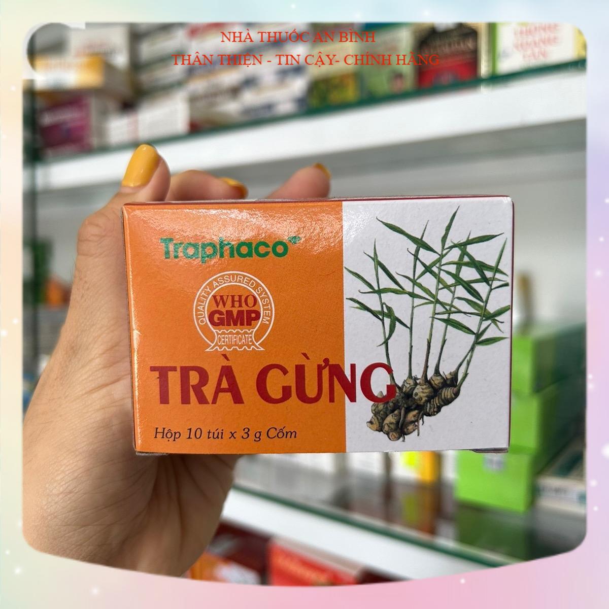 COMBO 10 HỘP Trà Gừng Traphaco - hộp 10 túi cốm - dùng cho người đau bụng do lạnh - đầy trướng - không tiêu hoặc nôn - tiêu chảy - ho do lạnh Nước Trà Tea