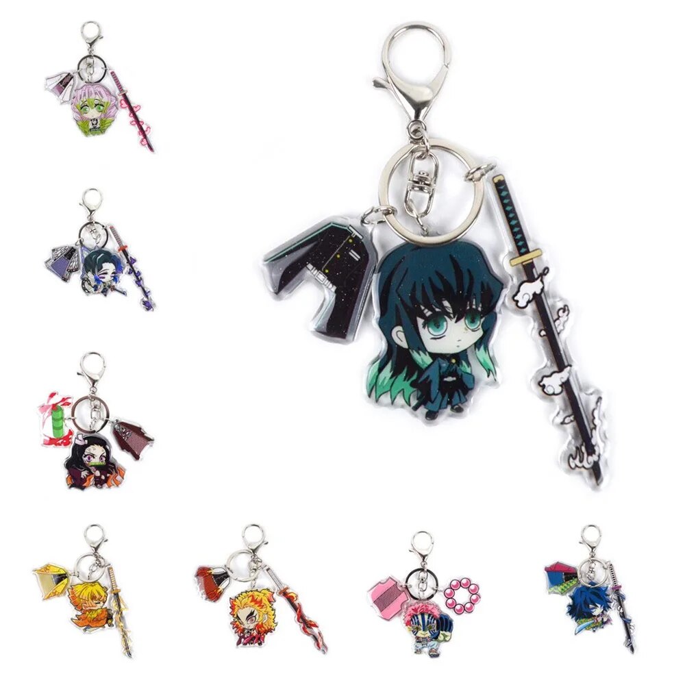 【】 Demon Kimetsu No Yaiba Akaza Tokitou Muichirou Cosplay Figure Keychains Accessorie Car Pendant Ke