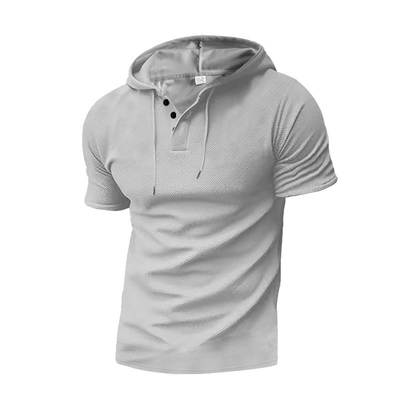 ASRV Áo thun nam - Áo thun nam tay ngắn mùa hè mới Waffle Áo hoodie nam trưởng thành phong cách Châu